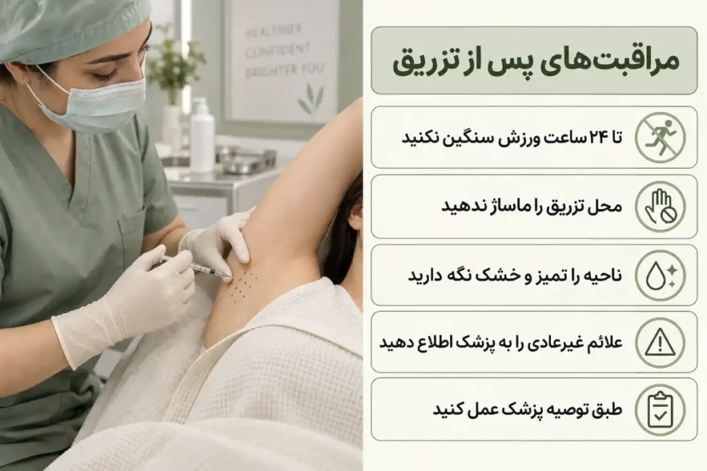 مراقبت_های بعد از بوتاکس زیر بغل